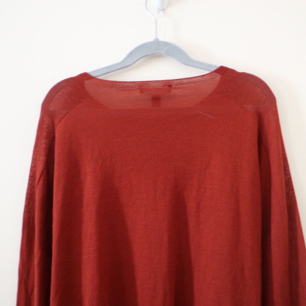 Eileen Fisher Size S Seamless Sleek Tencel Knit Jewel Neck Top Rust Copper Red - Picture 9 of 10